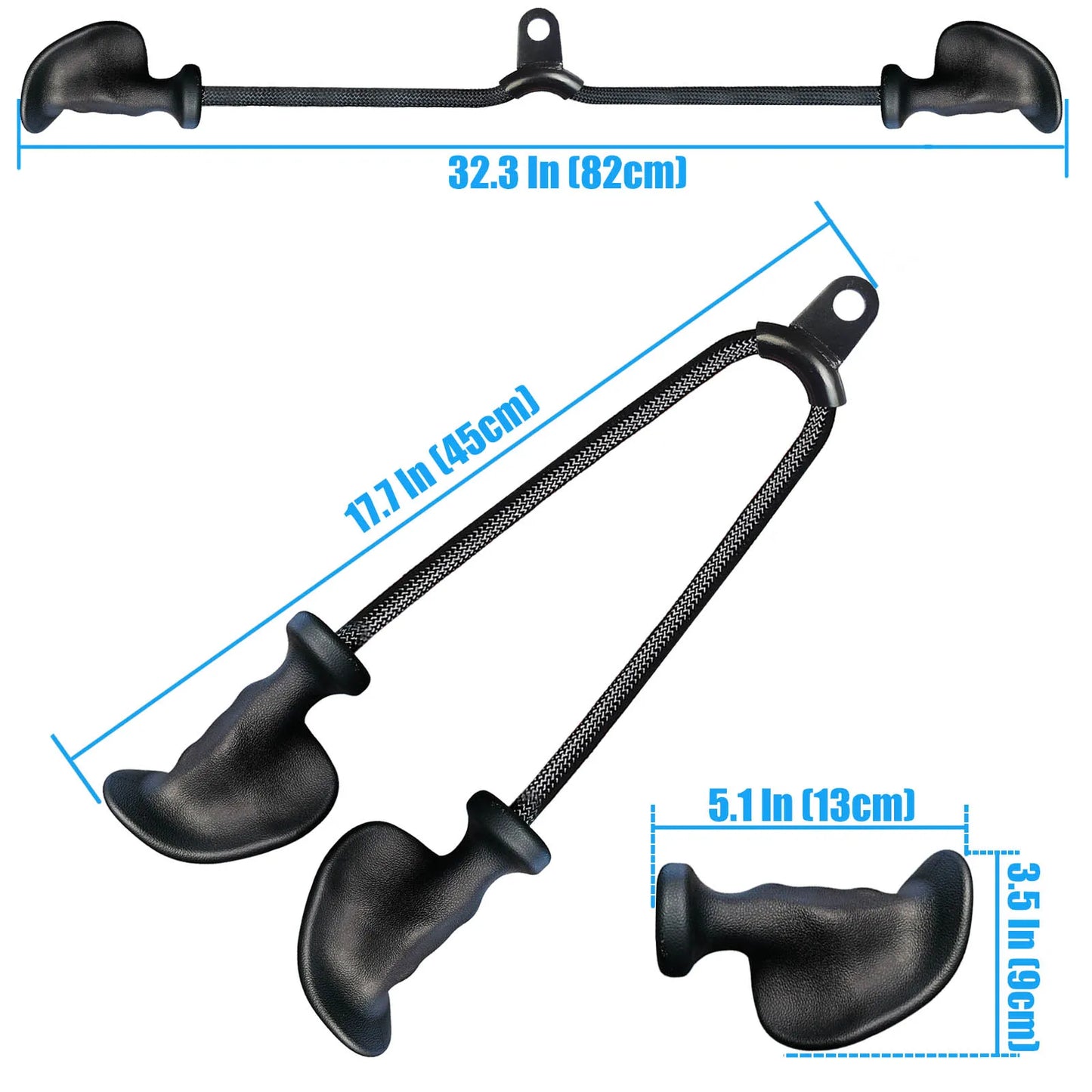 Ergonomic Tricep Rope Pulldown Attachments