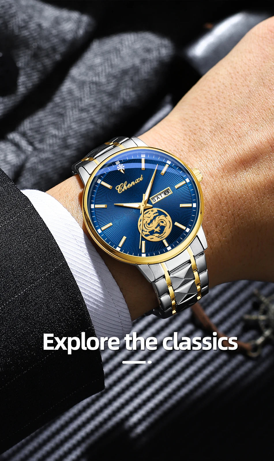 CHENXI Business Luxury Men Watches Quartz Stainless Steel Wrsitwatches