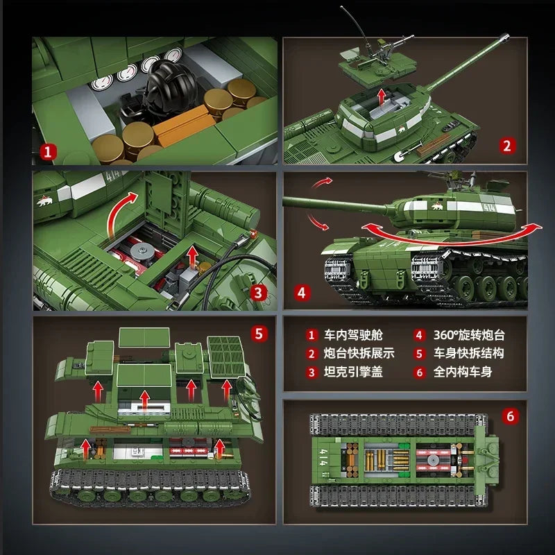 WW2 Military Classic Model Tiger Leopard KV-1 KV-2 IS-2 Heavy Tank Collection Model