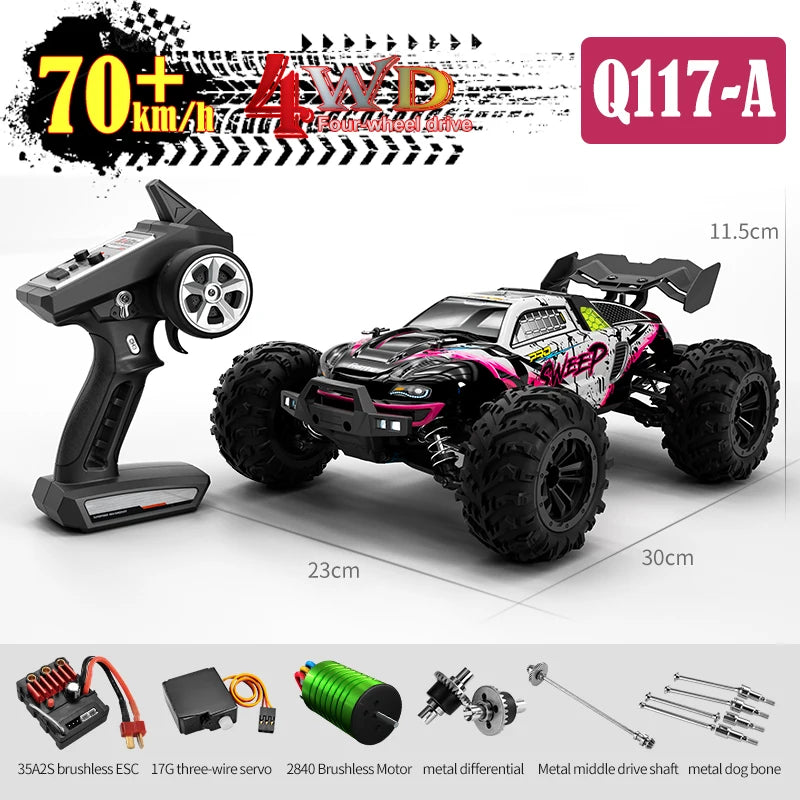 JJRC 1:16 4WD RC Car 70KM/H With Led Lights 2.4G Inductor Remote Control Off-Road Cars