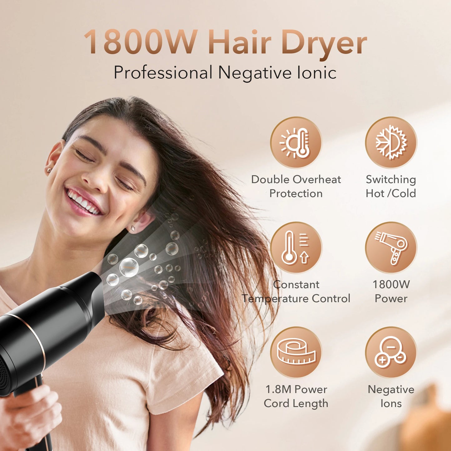 Sejoy 1800W Electric Hair Dryer 110v Hair Dryer