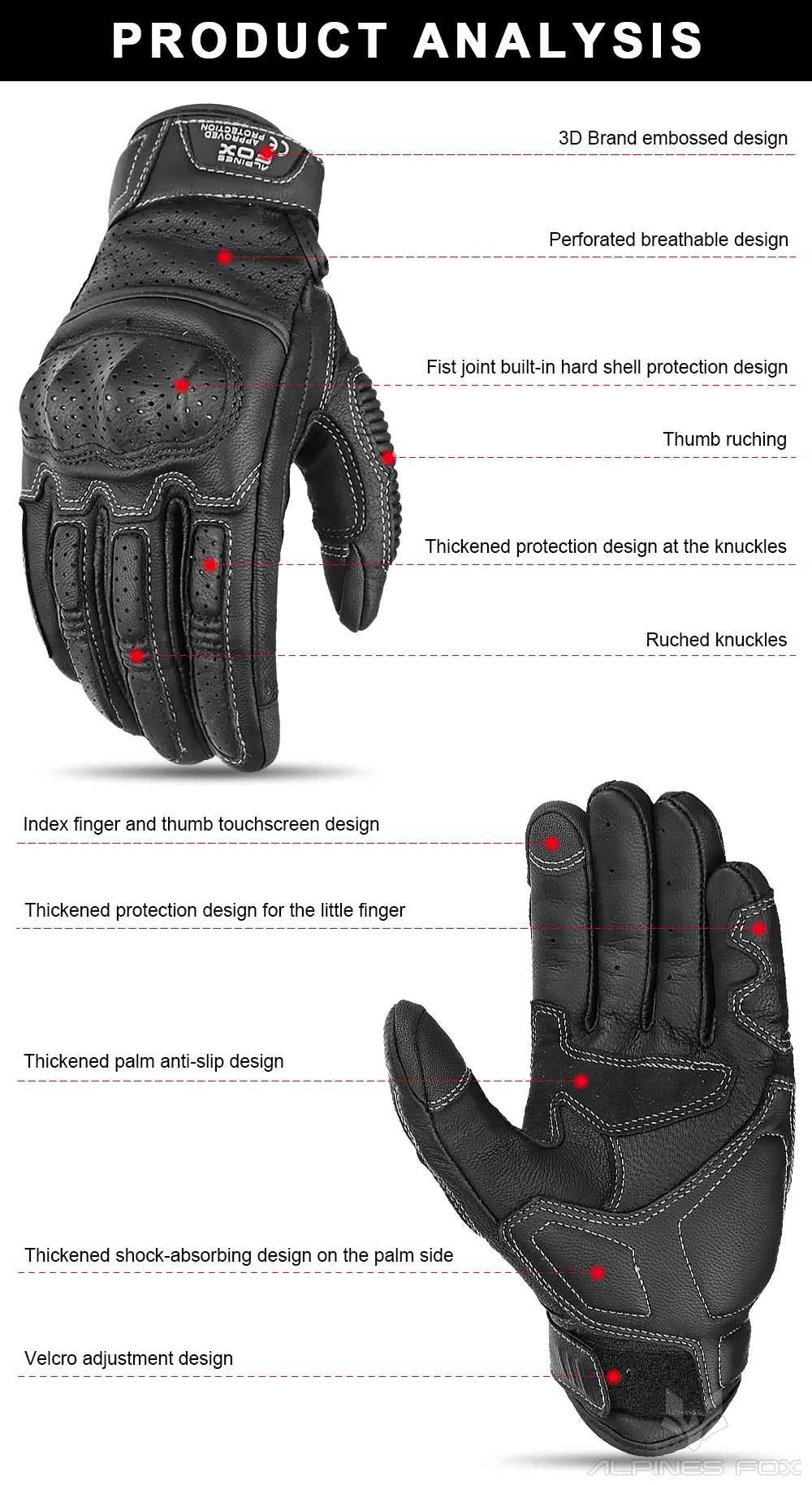 Summer Retro Perforated Leather Motorcycle Gloves
