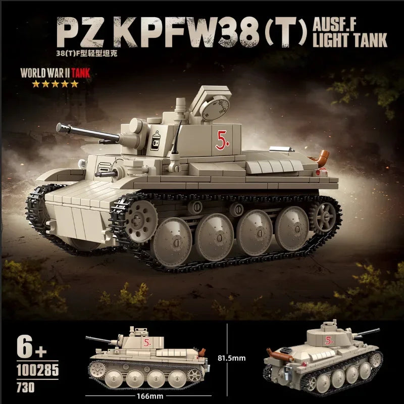 Ww2 Military World War German Leopard Medium Tank Building Blocks Bricks