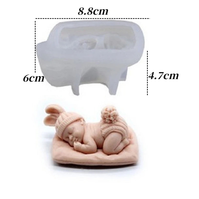 3D Sleep Baby Candle Silicone Mold DIY Cute Child Portrait Plaster Soap Resin Molds