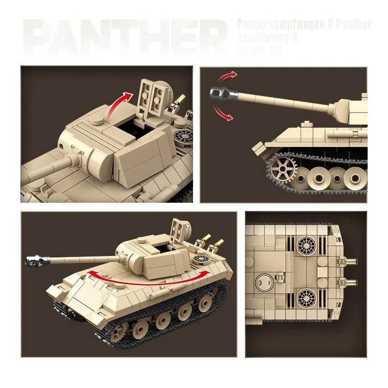 Ww2 Military World War German Leopard Medium Tank Building Blocks Bricks