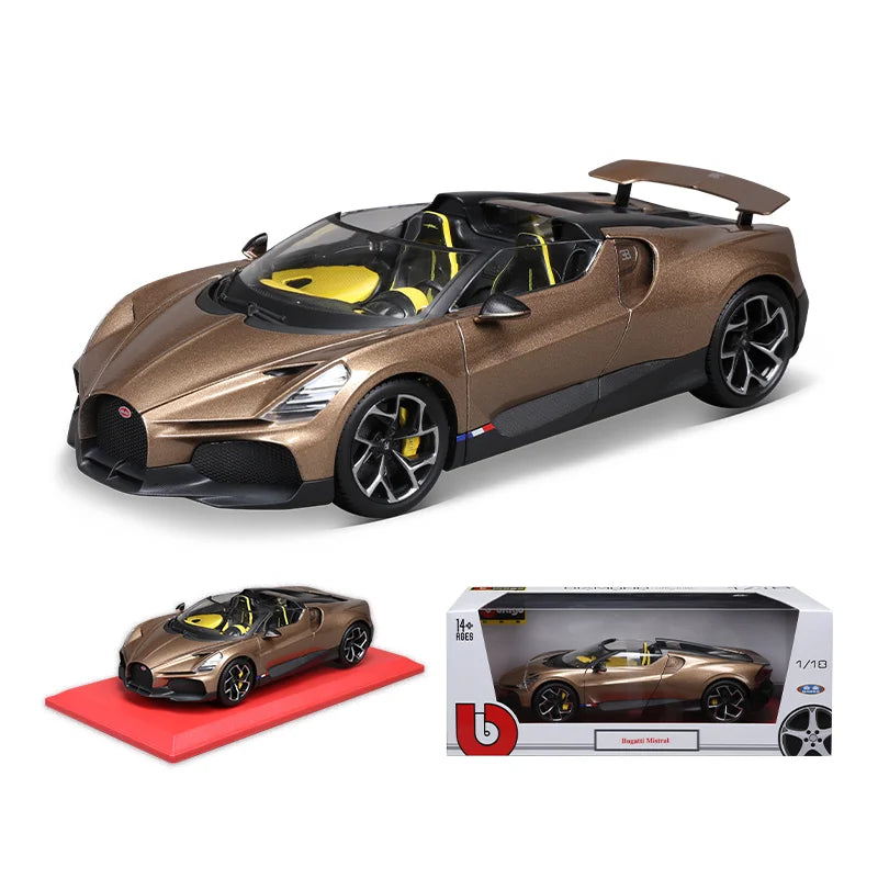 Bugatti W16 Mistral Gold Version Alloy Miniature Bugatti Supercar Mistral Diecast Model