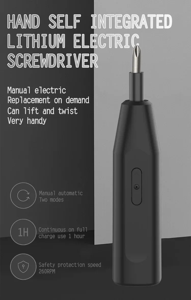 13pcs Compact 3.6V USB-Rechargeable Cordless Screwdriver