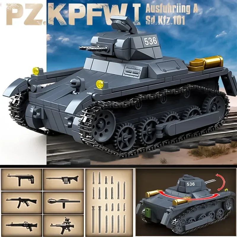 Ww2 Military World War German Leopard Medium Tank Building Blocks Bricks