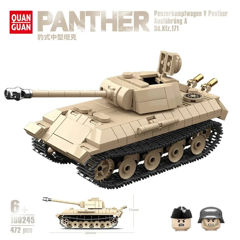 Ww2 Military World War German Leopard Medium Tank Building Blocks Bricks
