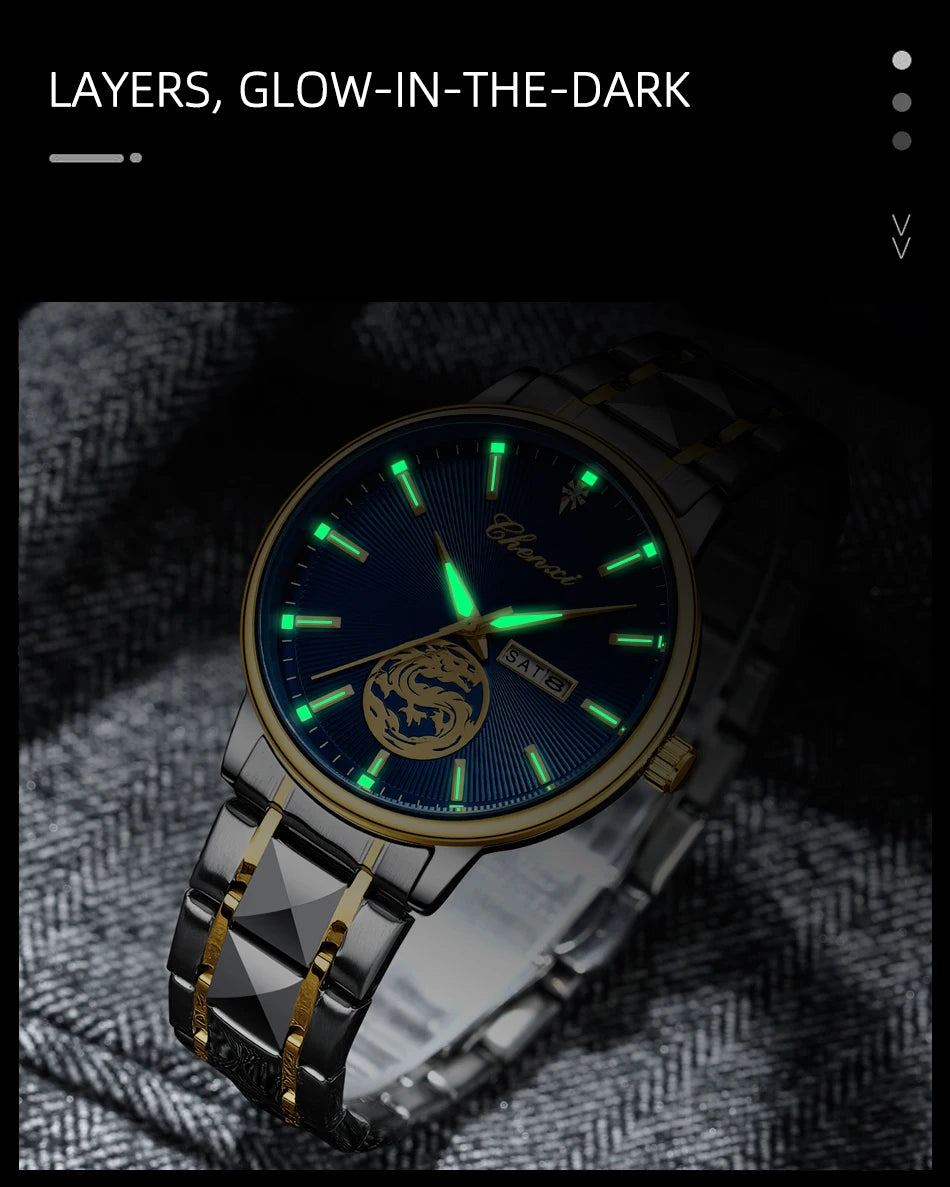 CHENXI Business Luxury Men Watches Quartz Stainless Steel Wrsitwatches
