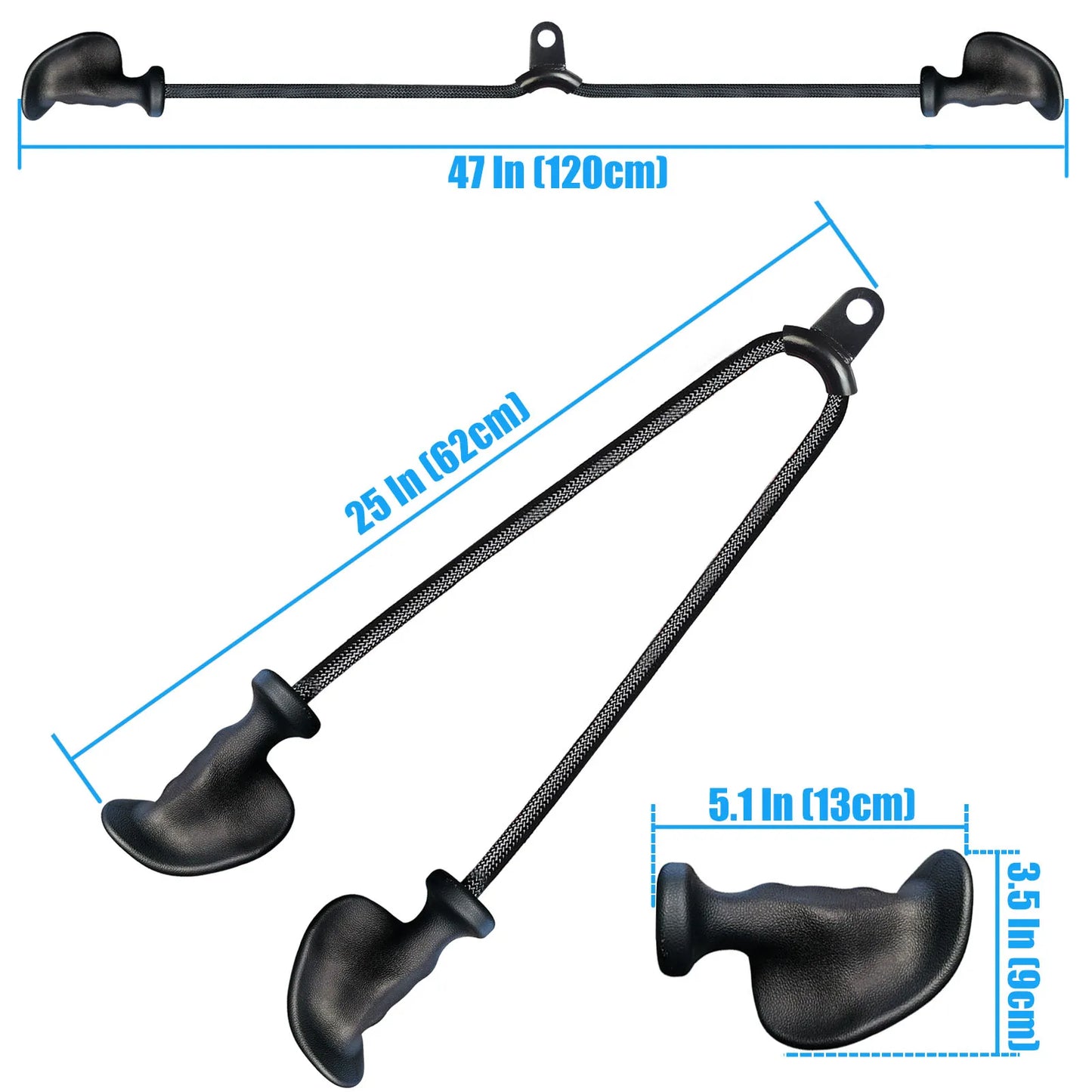 Ergonomic Tricep Rope Pulldown Attachments