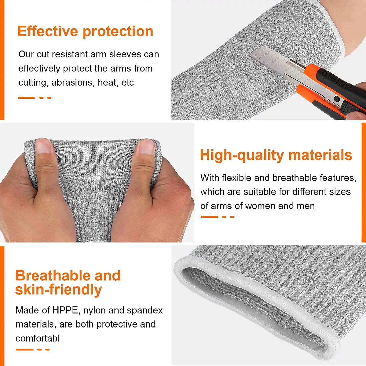 1pcs Level 5 HPPE Outdoor Work Safety Arm Guard Sleeve