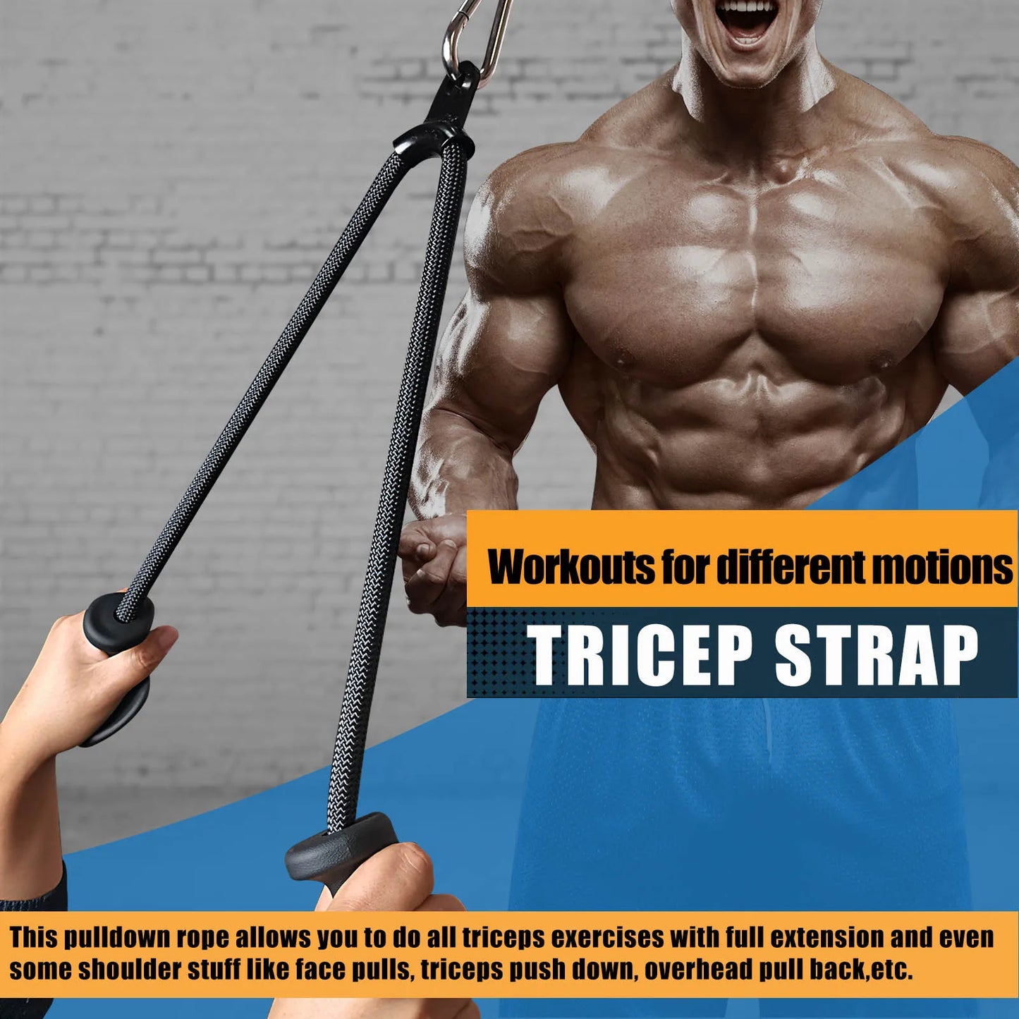Ergonomic Tricep Rope Pulldown Attachments
