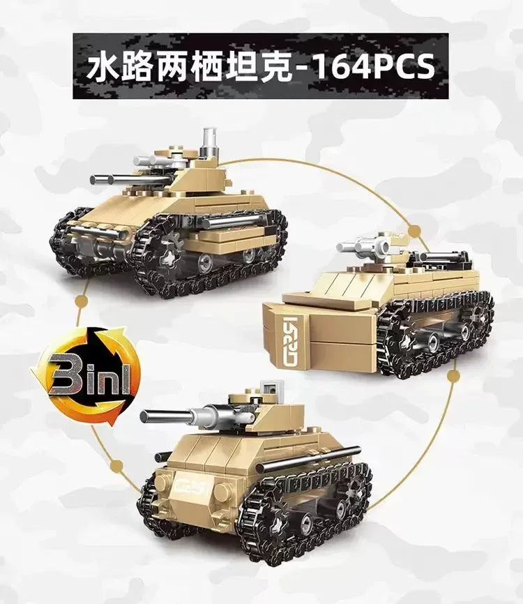 Newest 1028pcs World War 2 Military Vehicle Tank