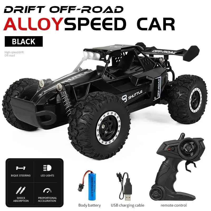 New RC Car 1:16 2WD with LED Light 2.4G 20KM/H High Speed Off-Road Climbing Remote Control Car