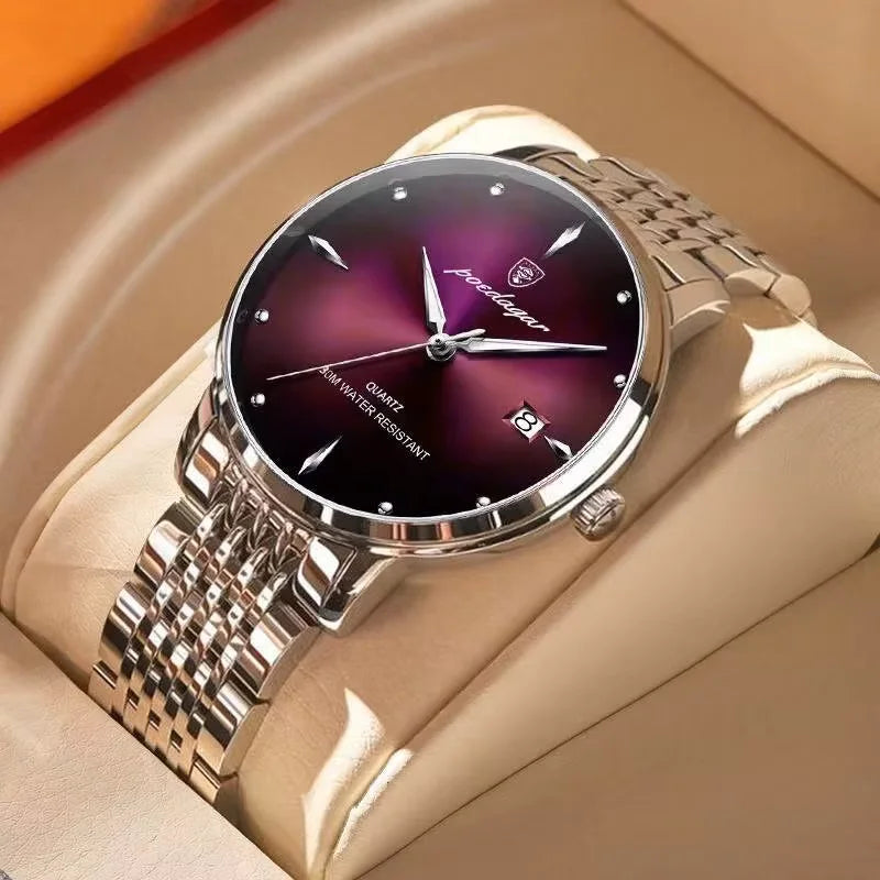 POEDAGAR Luxury Sports Men Watch Waterproof Luminous Stainless Steel