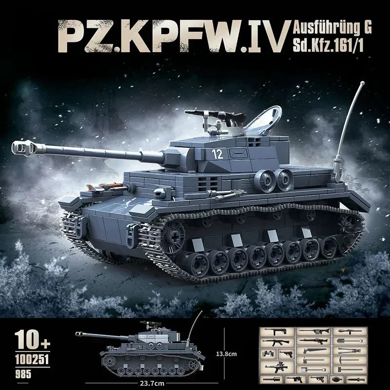 Ww2 Military World War German Leopard Medium Tank Building Blocks Bricks