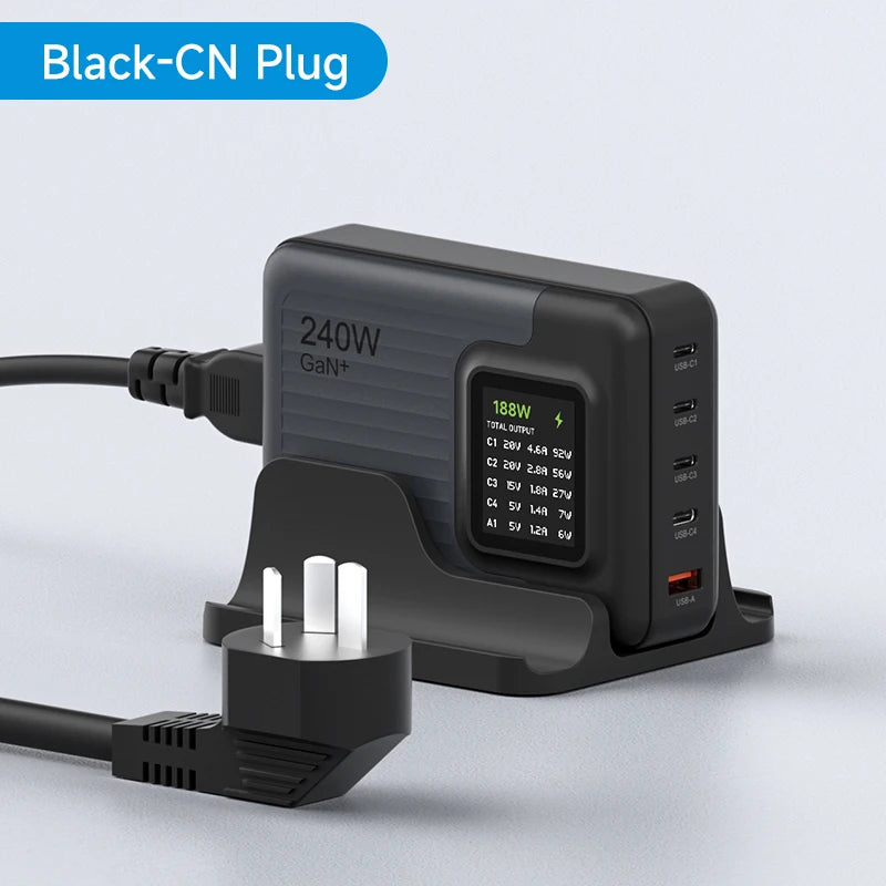 Hagibis 240W USB C Charger 5 Ports GaN 140W PD3.1