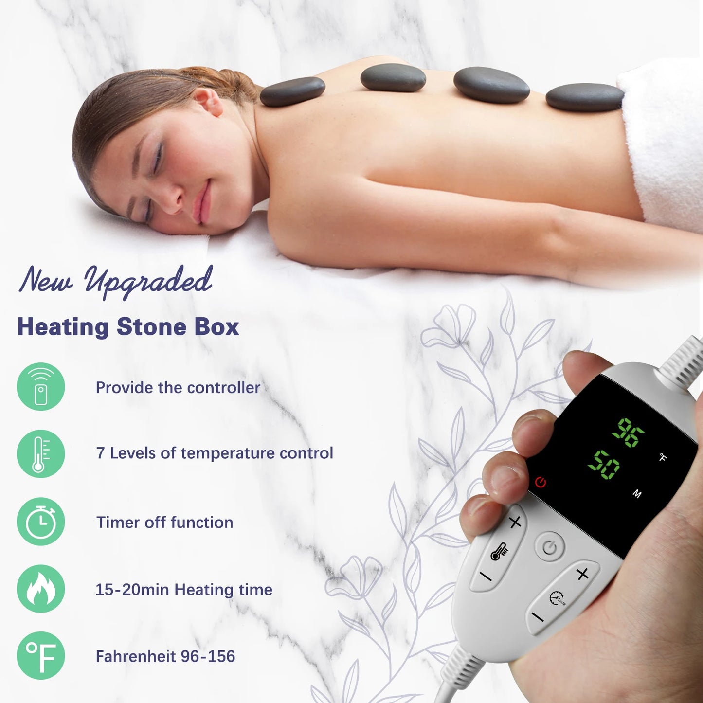 HOT STONE MASSAGE SET WITH TEMPERATURE ADJUSTMENT