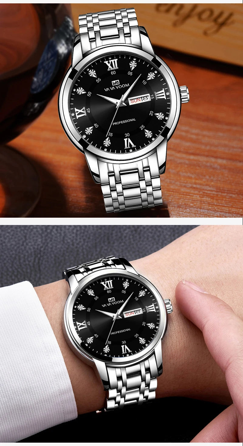 Stainless Steel Top Quailty Luxury Push Button Hidden Clasp Waterproof Luminous