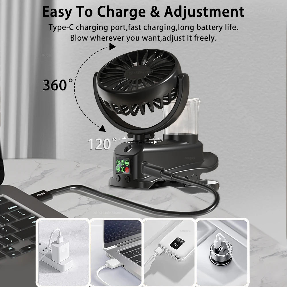 Portable Clip Fan Rechargeable Desktop Fan