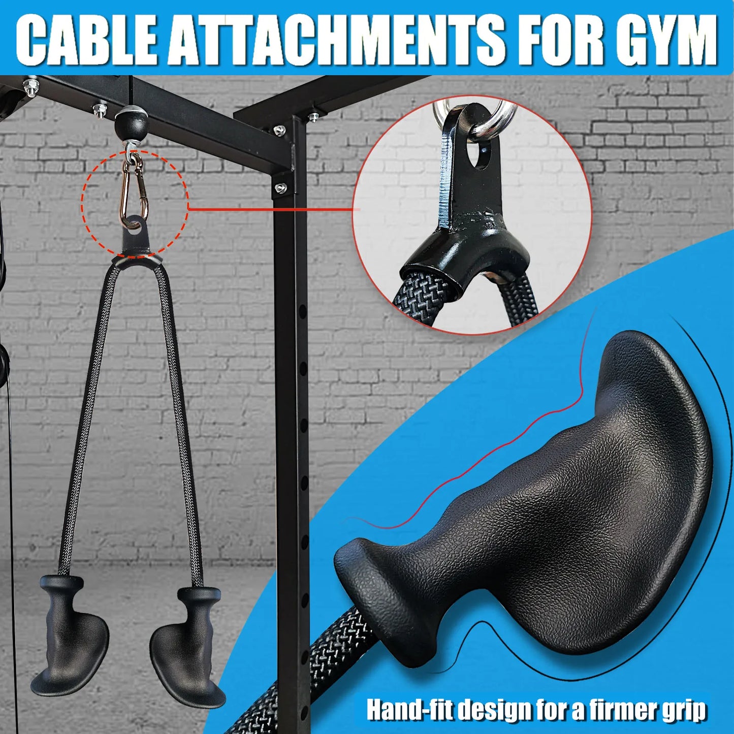 Ergonomic Tricep Rope Pulldown Attachments