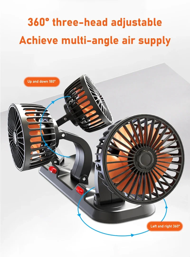 Xiaomi Car Fan 360° Adjustable 3 Head Air Fan Automotive Electric Fan