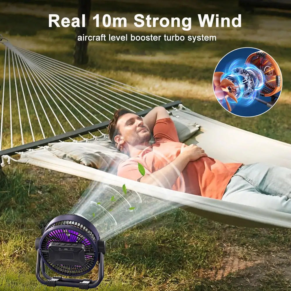Camping Fan 20000mAh Rechargeable Portable Outdoor Camping Fan
