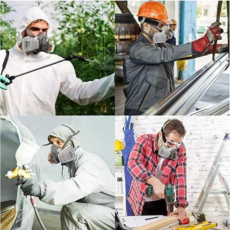6200 Dust Gas Mask Filters Suit Industrial Half Face Painting Spraying Respirator