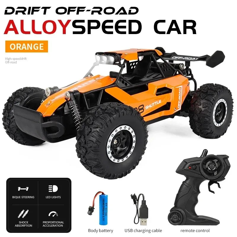 New RC Car 1:16 2WD with LED Light 2.4G 20KM/H High Speed Off-Road Climbing Remote Control Car