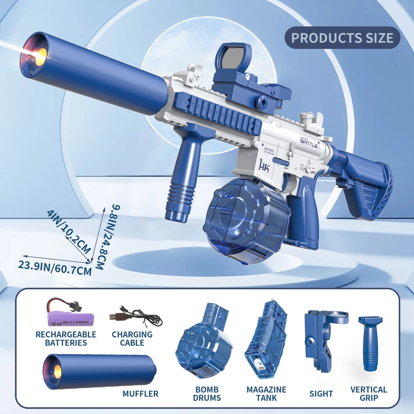 Electric Water Gun M416 Pistol Shooting Lighting Toy Gun