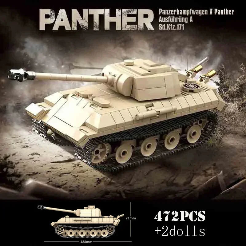 Ww2 Military World War German Leopard Medium Tank Building Blocks Bricks