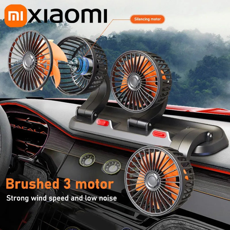 Xiaomi Car Fan 360° Adjustable 3 Head Air Fan Automotive Electric Fan