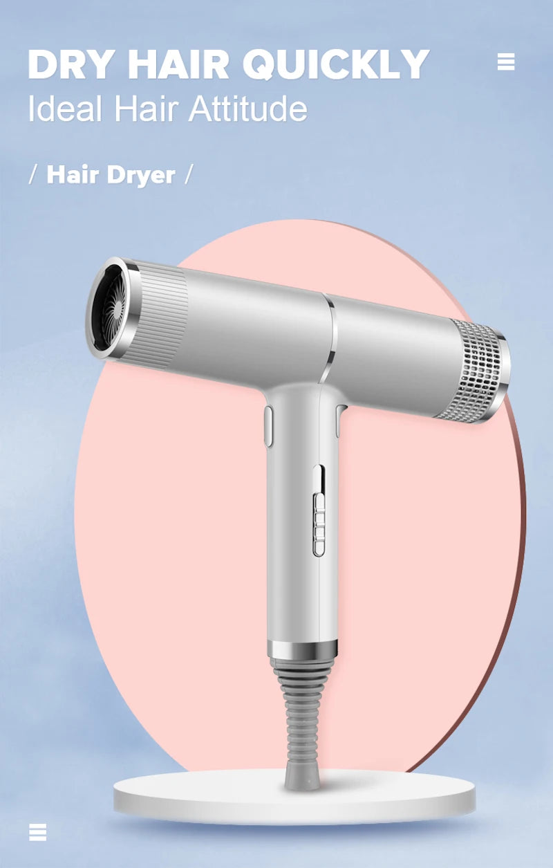 Low noise cold and hot negative ion hair dryer