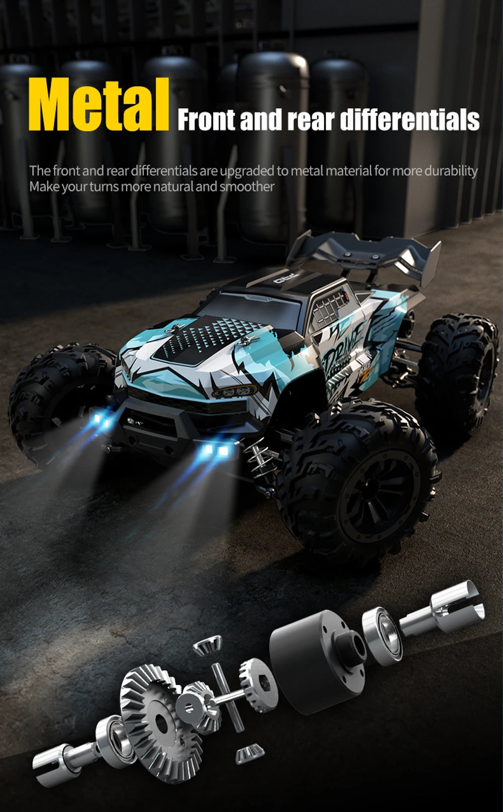 JJRC 1:16 4WD RC Car 70KM/H With Led Lights 2.4G Inductor Remote Control Off-Road Cars