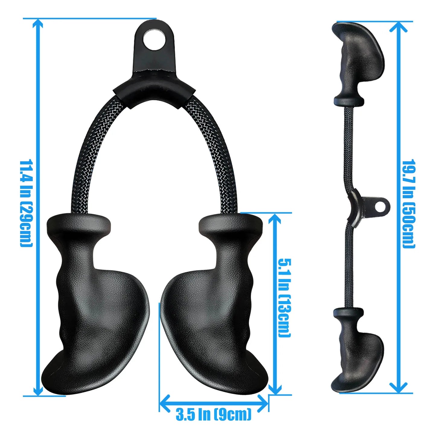 Ergonomic Tricep Rope Pulldown Attachments