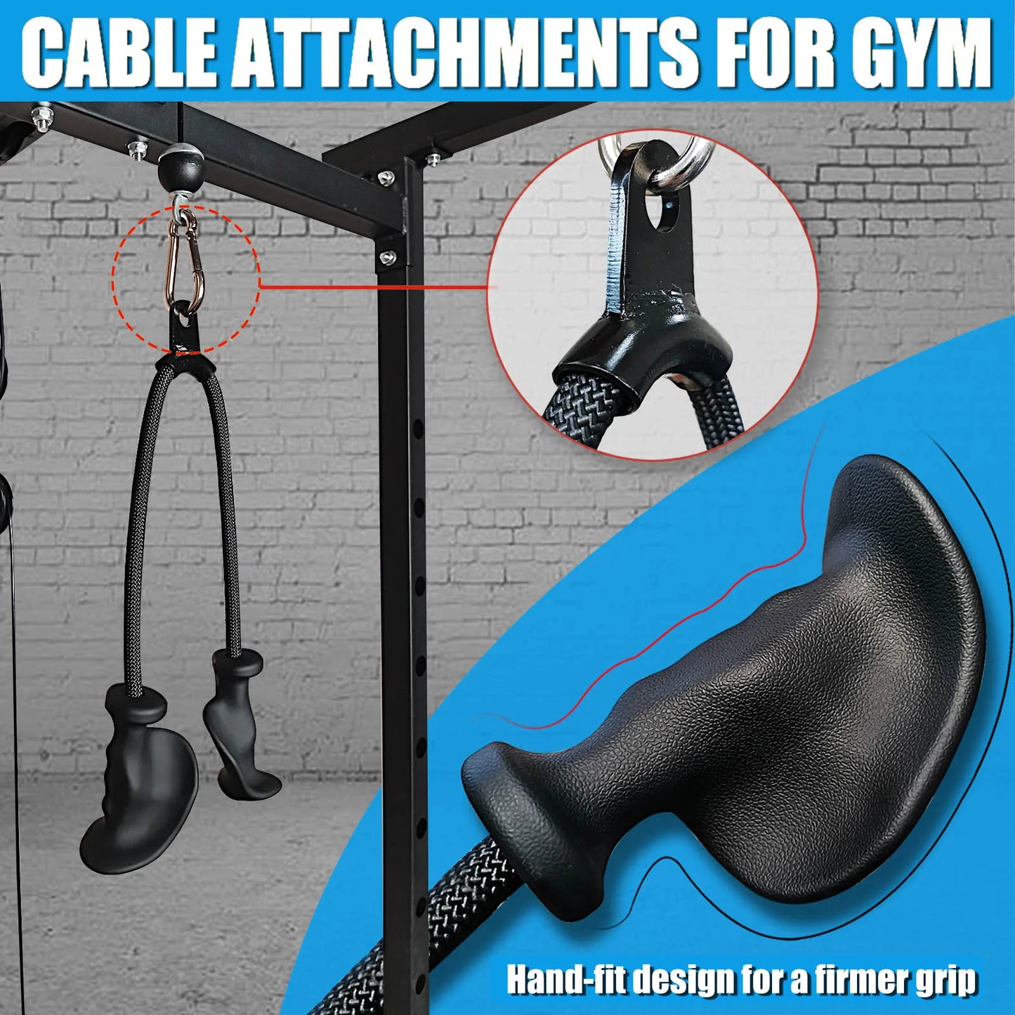 Ergonomic Tricep Rope Pulldown Attachments
