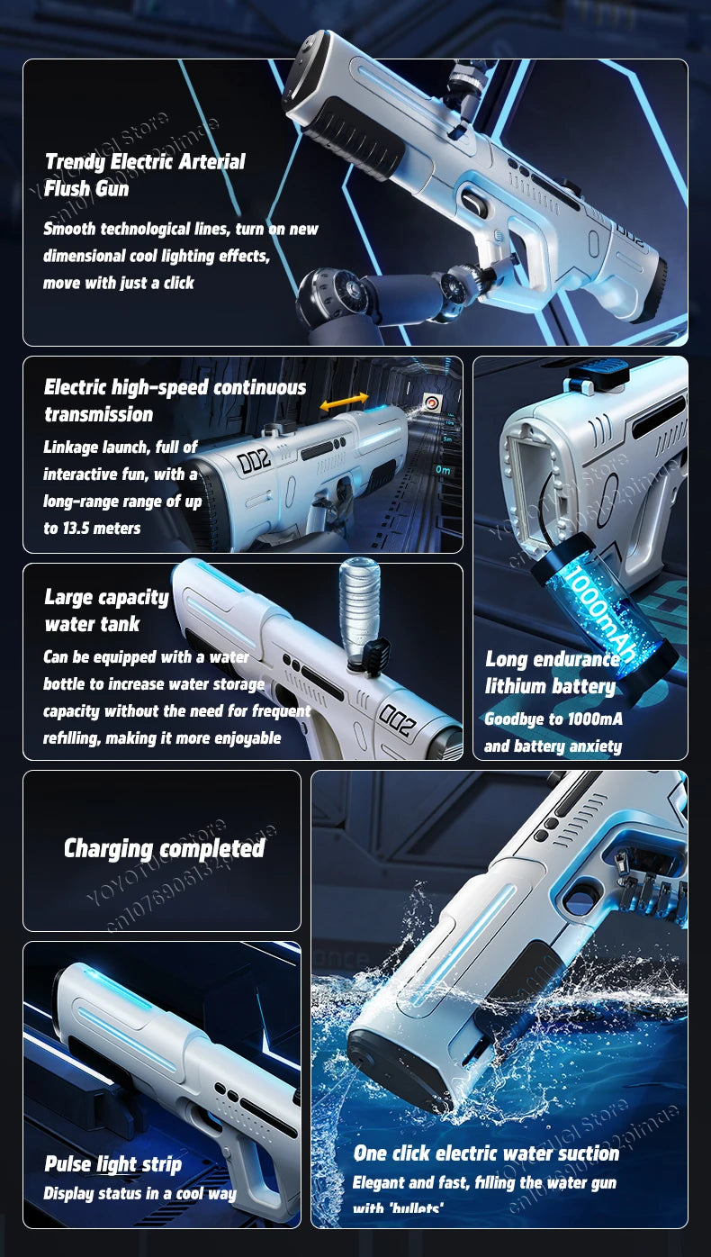 Pulse Electric Continuous Firing Water Gun Powerful Water Spray Laser Toy Gun