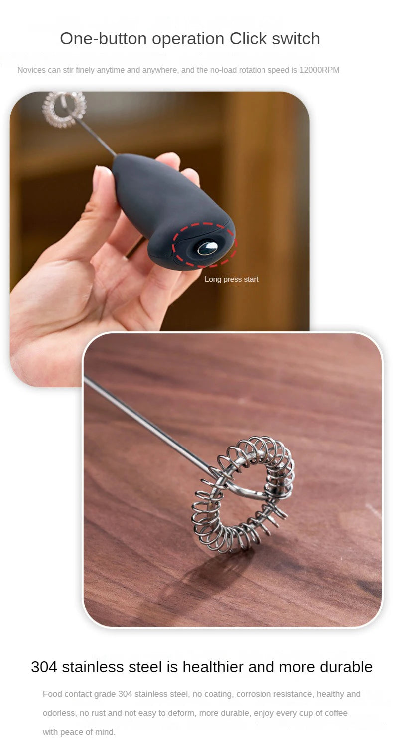 Electric Milk Frother Handheld Mixer Coffee Foamer Egg Beater Cappuccino Stirrer