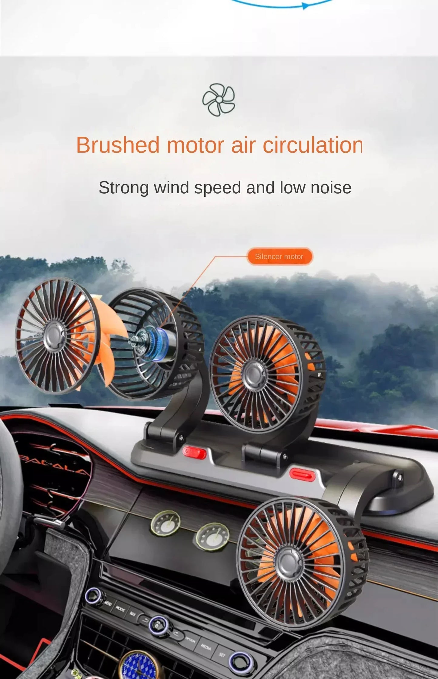 5V Triple Head Car Fan