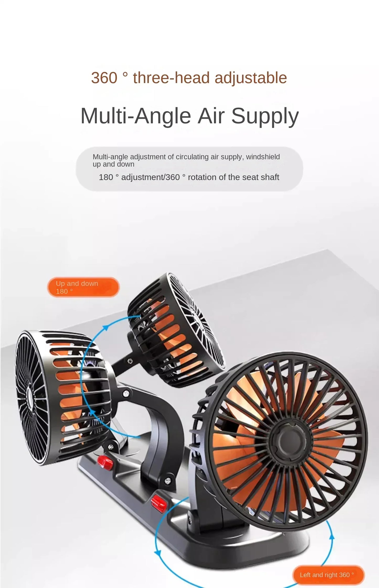 5V Triple Head Car Fan