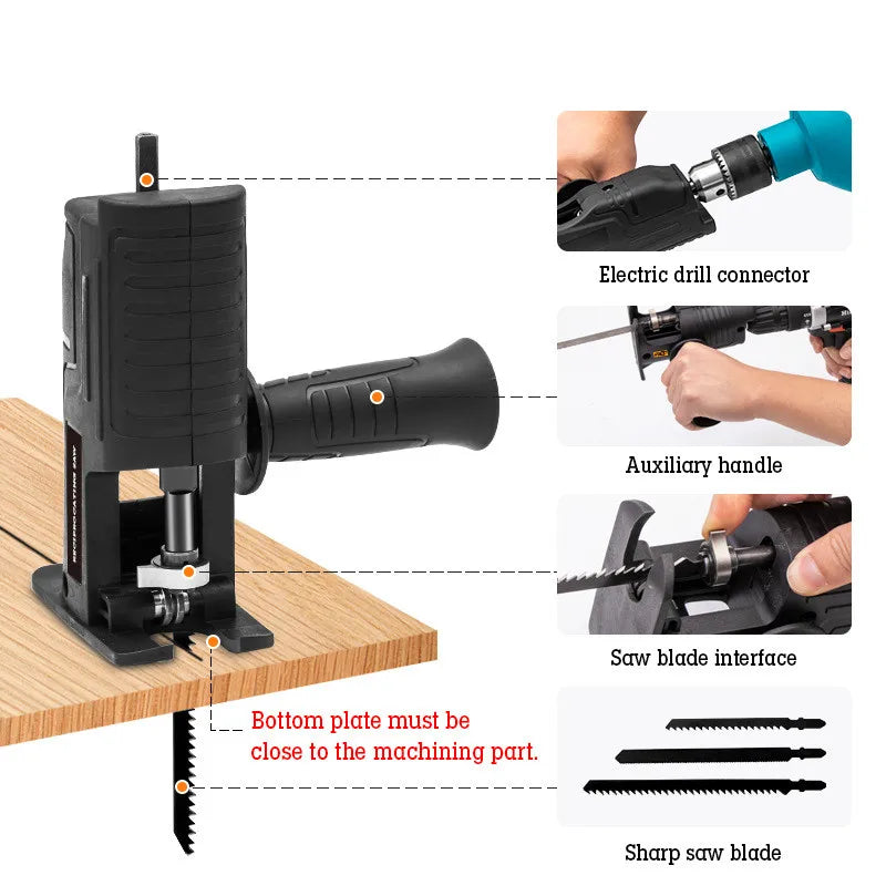 Electric Drill Modified To Reciprocating Saw