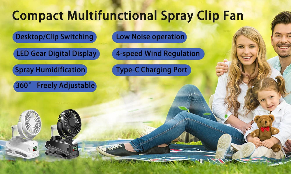 Portable Clip Fan Rechargeable Desktop Fan