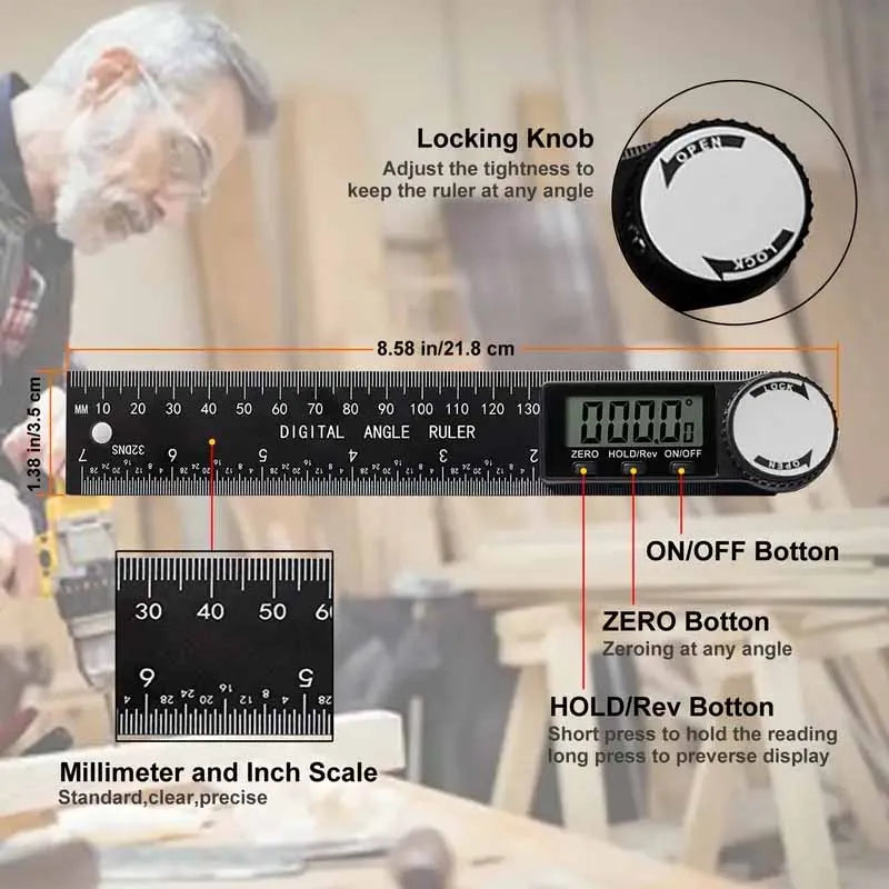 1 PC 2 in 1 Digital Angle Detector Scale