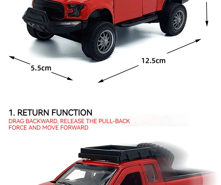 1:36 Scale F-150 Alloy Car Model - Spring-Back Action Toy