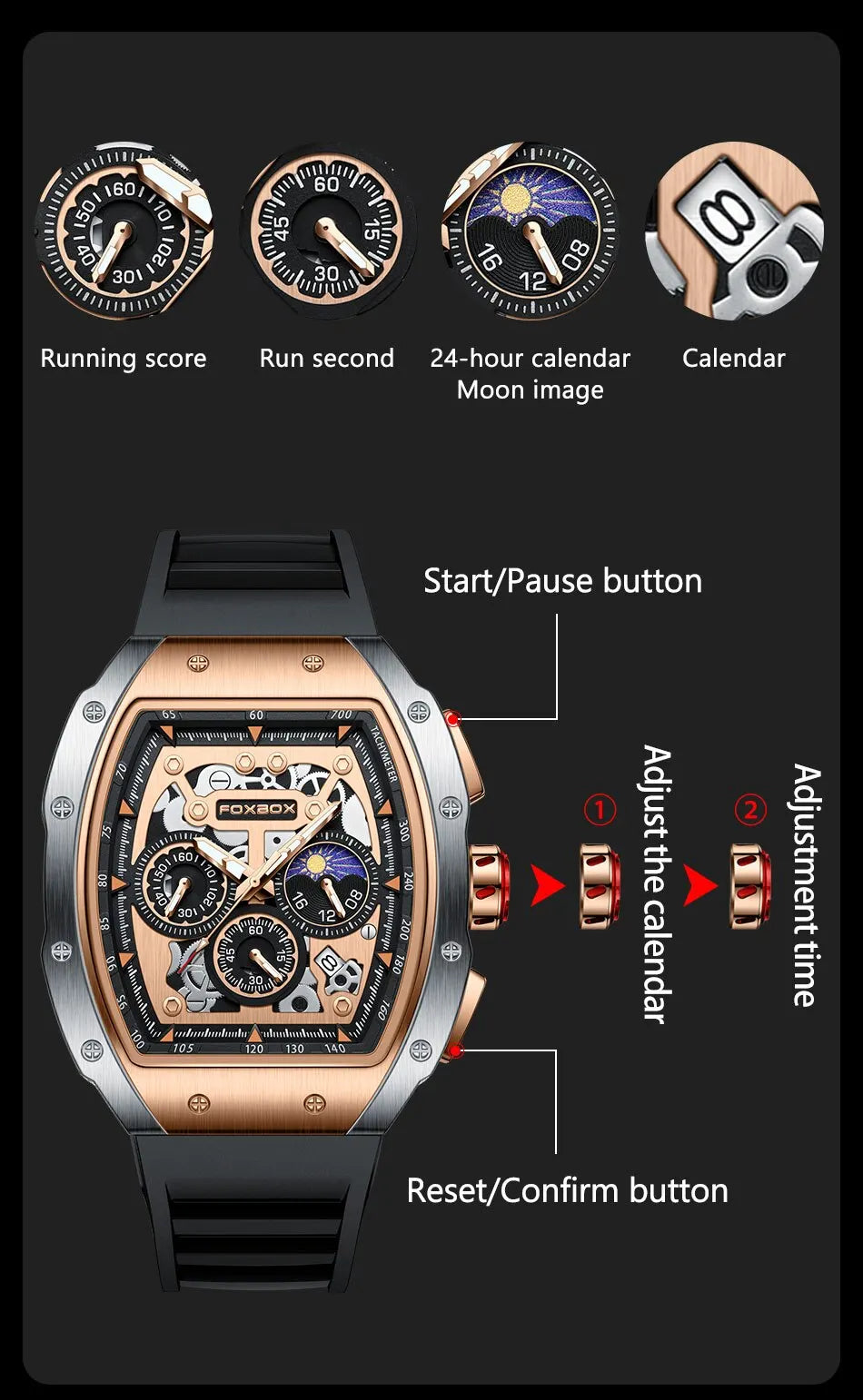 Luxury Mens Watches Business Waterproof Military Quartz Chronograph Wristwatch