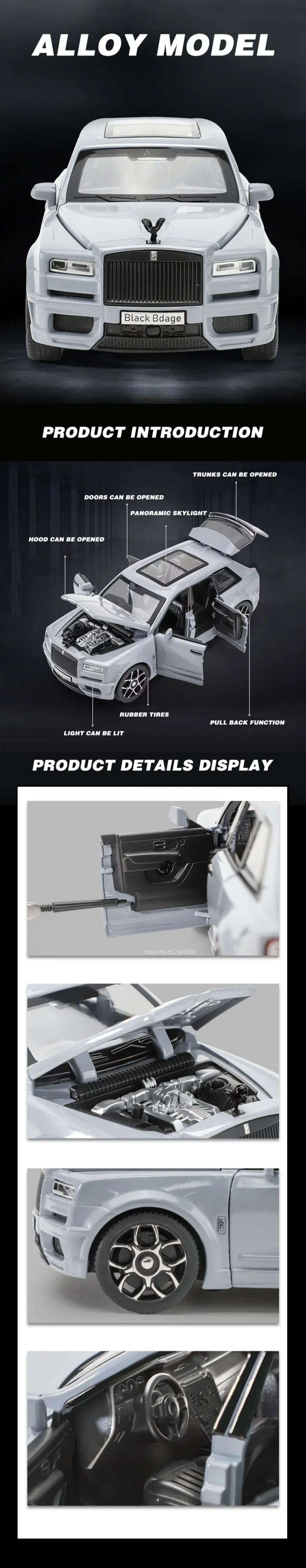 1:32 Alloy Rolls Royce Cullinan SUV Model Car
