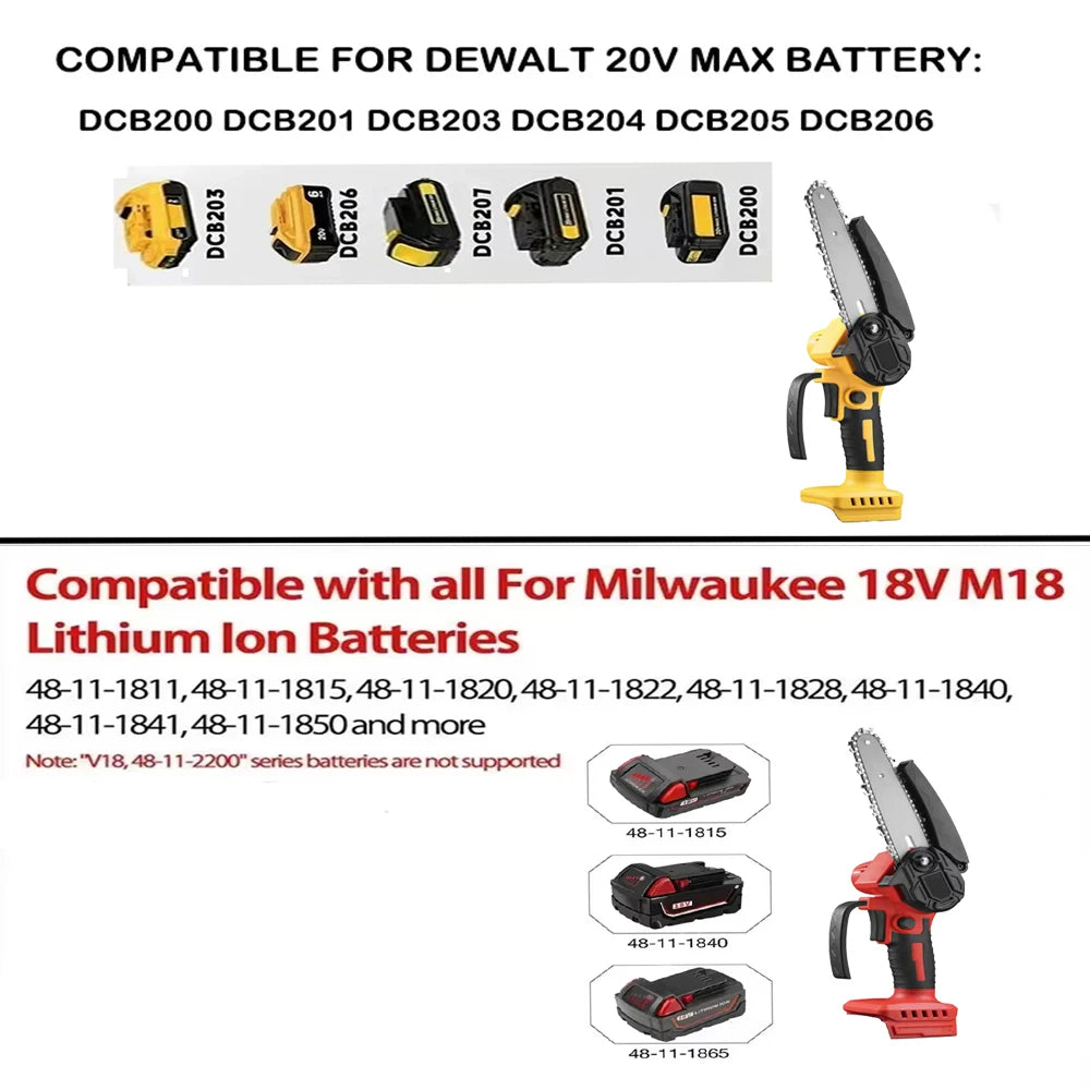 Mini Chainsaw 4/6InCordless Woodworking Handheld Garden Electric Saw