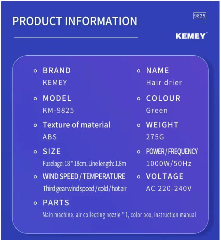 Kemei 9825 Hair Dryer