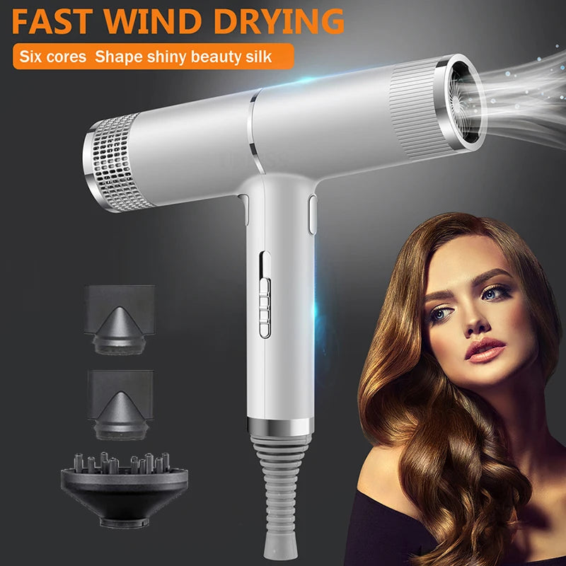 Low noise cold and hot negative ion hair dryer